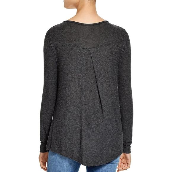 Free People Miss Rose Draped Front Jersey Knit Blouse Dark Grey Heather Wrap XS - Picture 16 of 16